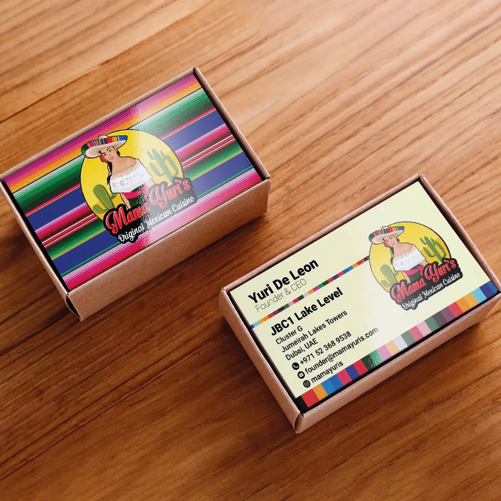 close-up of printed business card on premium stock